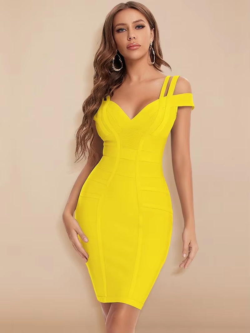 Sexy Plunge V Green Birthday Dress Bandage Women 2023 Double Strap Party Weddind Dress Tight Bodycon Birthday Vestido