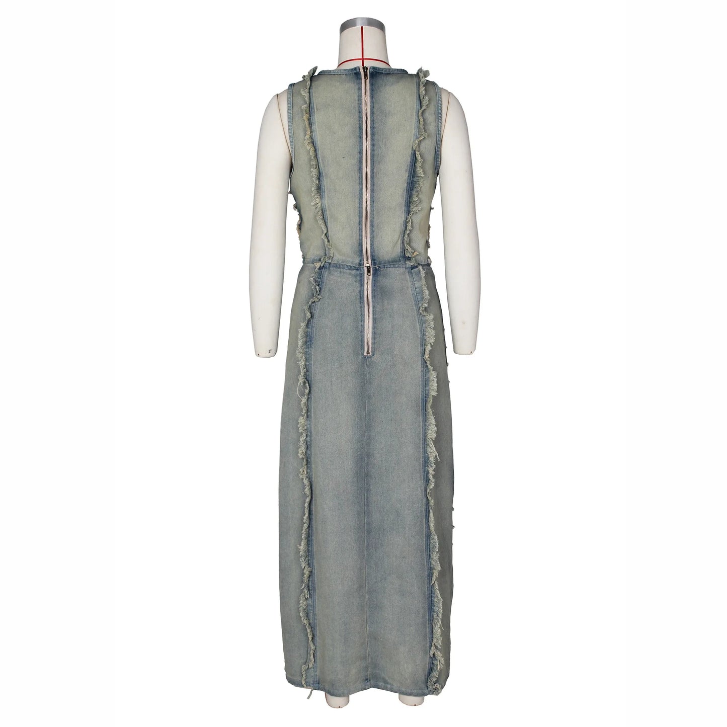 Hollow Out Jeans Skirt Outfit Set Sexy Women Elegant Two Pieces Denim Club Matching Set Top+Long Skirt