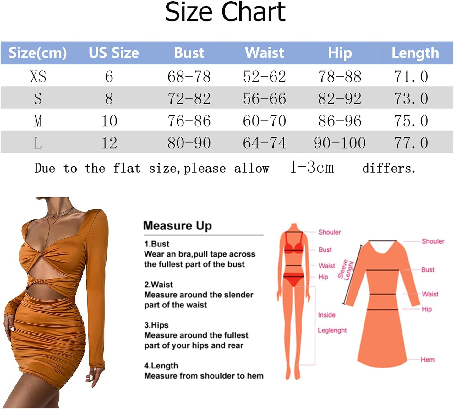 Sexy Mini Bodycon Club Dress for Women Y2K Cutout Ruched Twist Tight Party Dresses Brown S