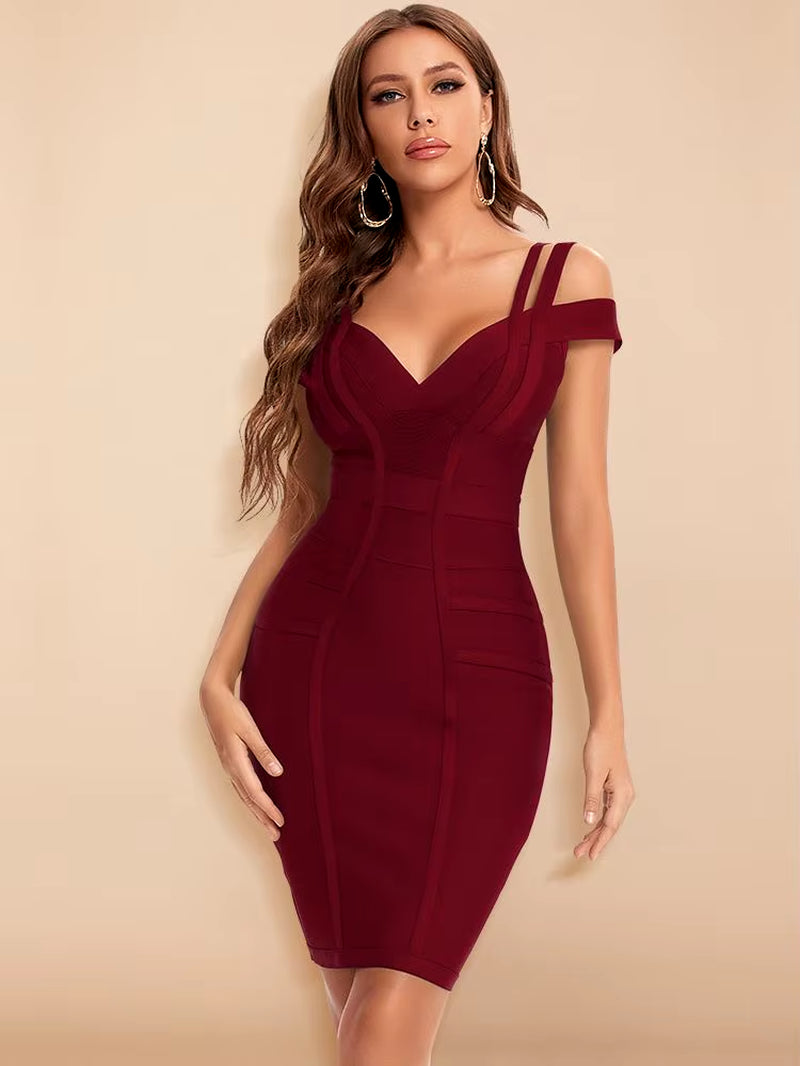 Sexy Plunge V Green Birthday Dress Bandage Women 2023 Double Strap Party Weddind Dress Tight Bodycon Birthday Vestido
