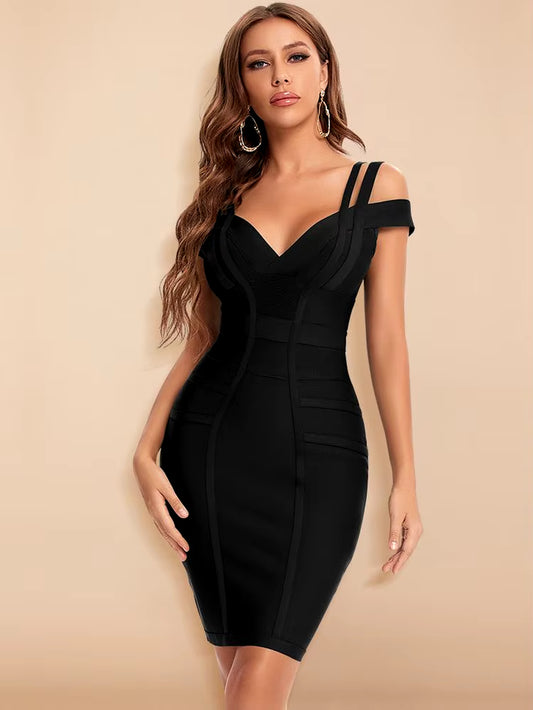 Sexy Plunge V Green Birthday Dress Bandage Women 2023 Double Strap Party Weddind Dress Tight Bodycon Birthday Vestido