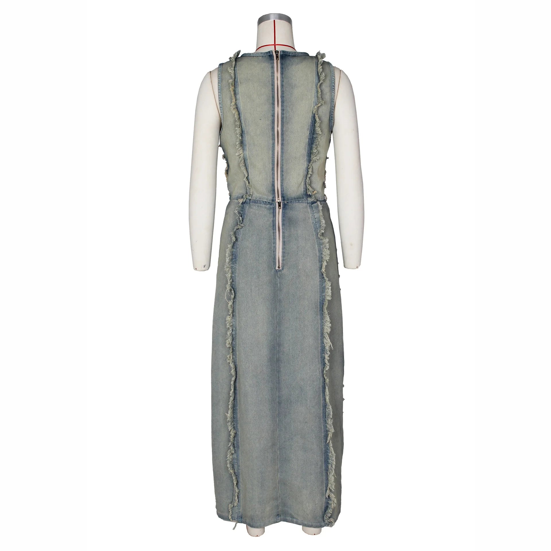 Hollow Out Jeans Skirt Outfit Set Sexy Women Elegant Two Pieces Denim Club Matching Set Top+Long Skirt